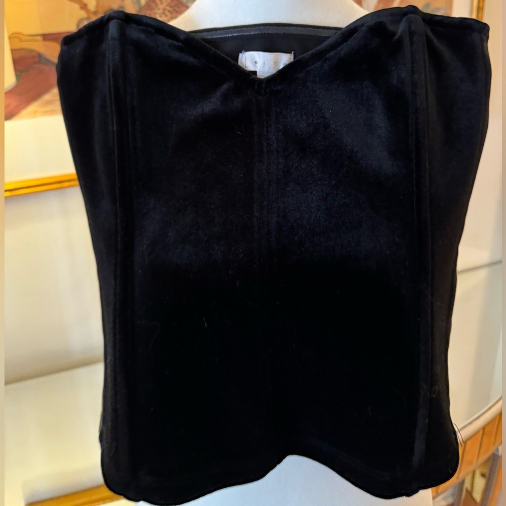 LEITH Black Velvet Bustier Strapless Top. Size S